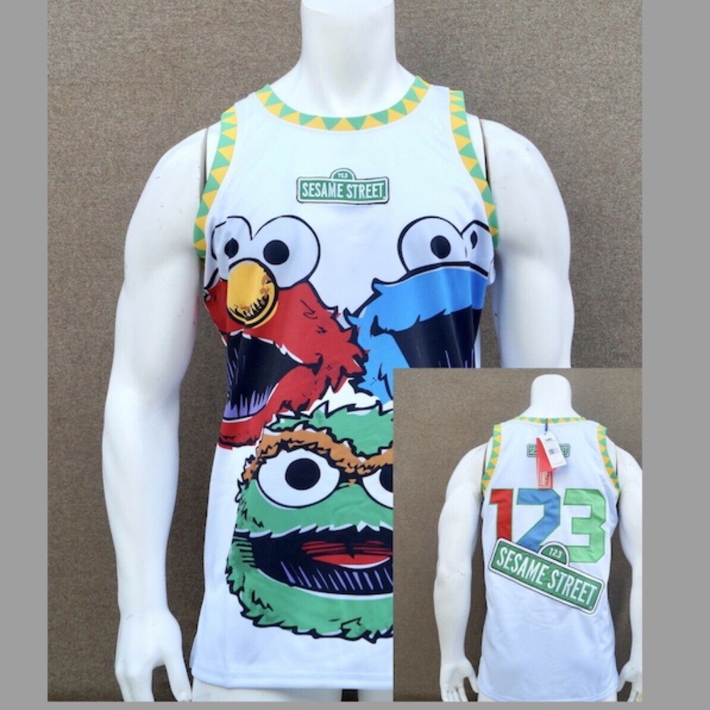 NEW '123' Sesame Street Men's Headgear Classics Embroidered Jersey
